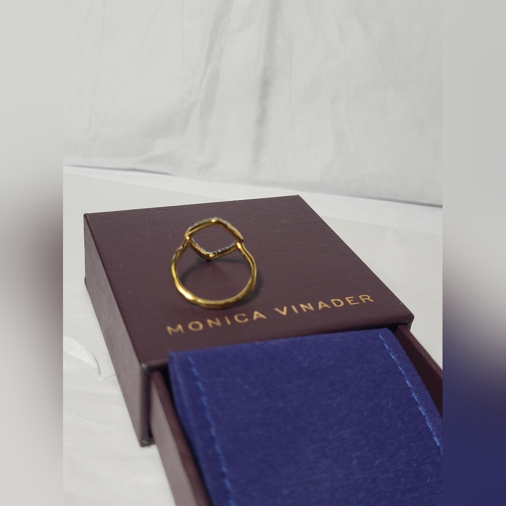 Monica Vinader Gold and Silver Riva Kite Diamond Ring.  # 300 - Picture 9 of 14